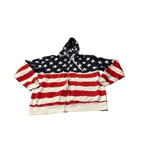 Isaac's Designs Sports American Flag Full Zip Hoodie Patriotic USA Vintage‎ L